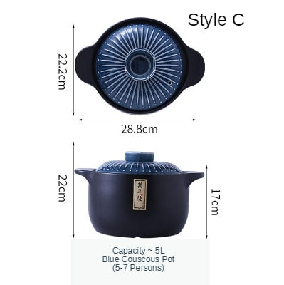 Ceramic Green Blue 2.5-6L Multiple Size Cooking Pot