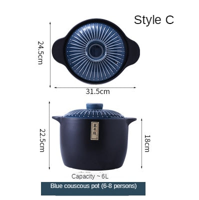 Ceramic Green Blue 2.5-6L Multiple Size Cooking Pot