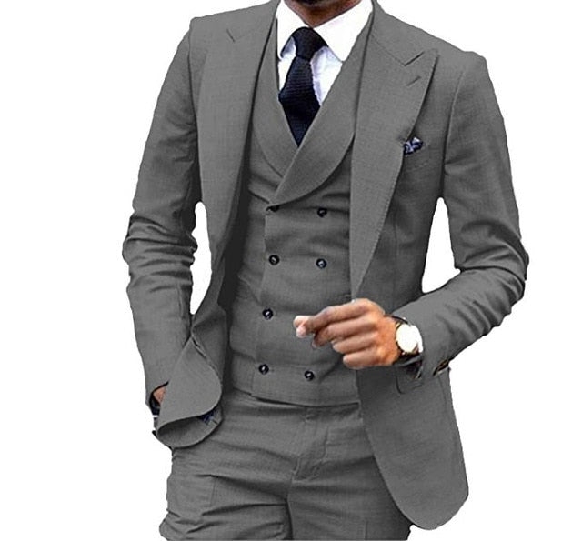 Men‘s 3 Pieces Green Wool Retro Suits
