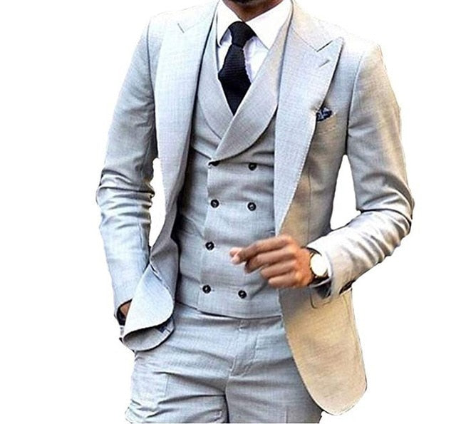 Men‘s 3 Pieces Green Wool Retro Suits
