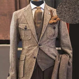 Men‘s 3 Pieces Green Wool Retro Suits