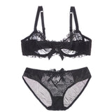 New Fashion Lingerie Sexy Black Transparent Bra and Panties Sets