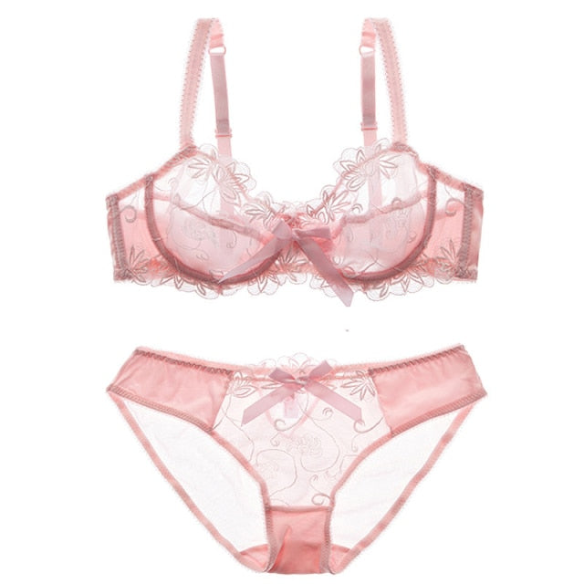 New Fashion Lingerie Sexy Black Transparent Bra and Panties Sets