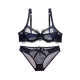 New Fashion Lingerie Sexy Black Transparent Bra and Panties Sets