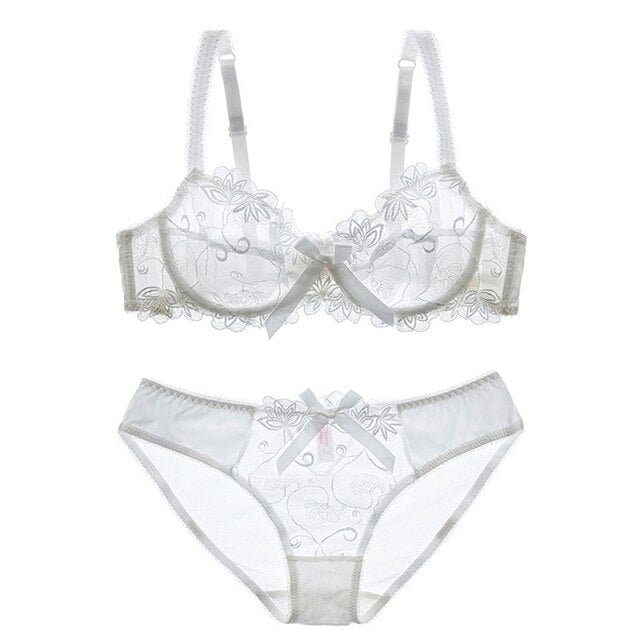 New Fashion Lingerie Sexy Black Transparent Bra and Panties Sets