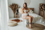 High Quality Stretchy Fabric Maternity Bodysuit for Photoshoot Tulle Puffy Short Sleeve Strapless Spandex Photography Wear YEWEN