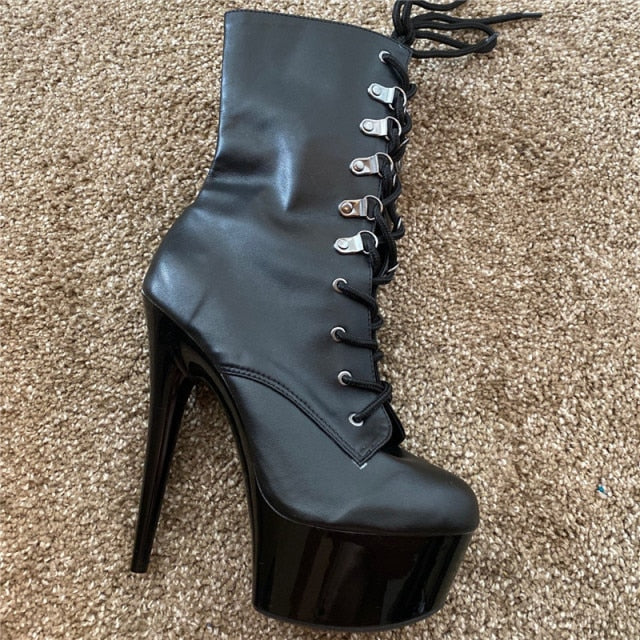 Fashion Platform Black Pole Dancing Boots
