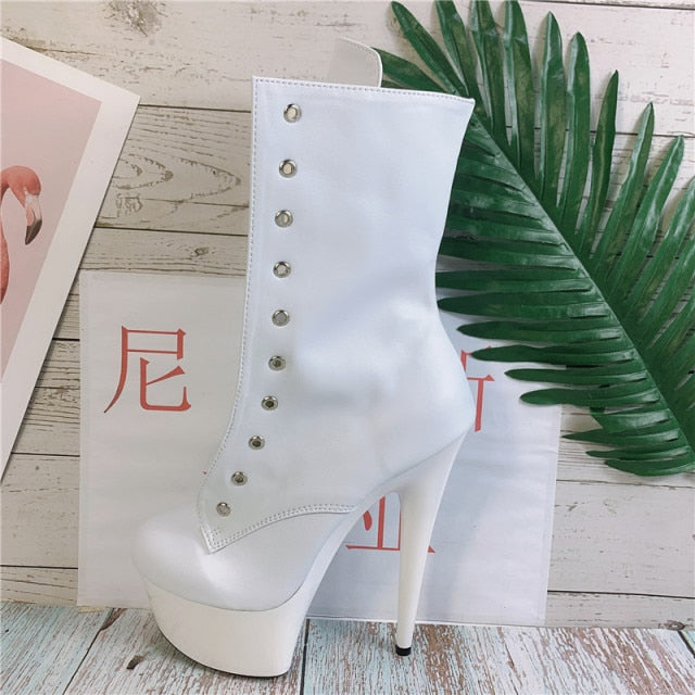 Fashion Platform Black Pole Dancing Boots