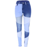 Stitching High Waist Jeans Stretch Denim Pencil Pants