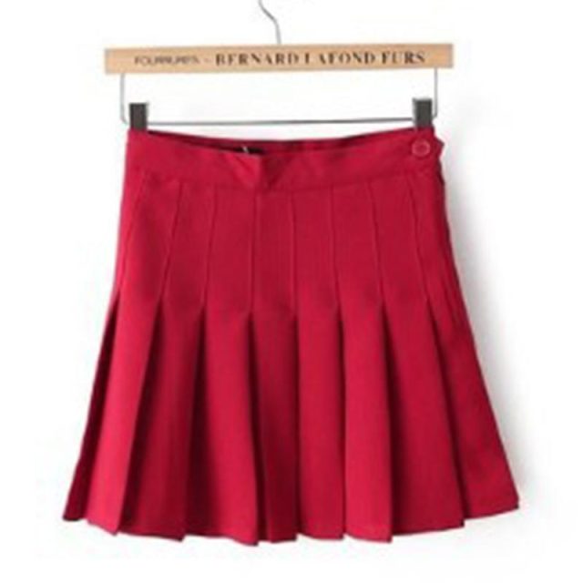 Pleated Plaid A-Line Palid High Waist Preppy