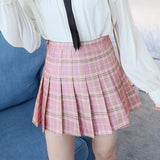 Pleated Plaid A-Line Palid High Waist Preppy