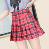 Pleated Plaid A-Line Palid High Waist Preppy