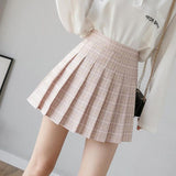 Pleated Plaid A-Line Palid High Waist Preppy