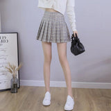 Pleated Plaid A-Line Palid High Waist Preppy
