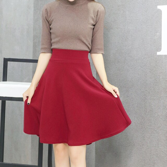 Plegie Skirts Womens High Waist Midi Skirt Spring Summer Streetwear Tutu Skirt Black Pink WineRed Faldas Mujer Moda 2019