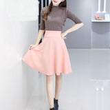 Plegie Skirts Womens High Waist Midi Skirt Spring Summer Streetwear Tutu Skirt Black Pink WineRed Faldas Mujer Moda 2019