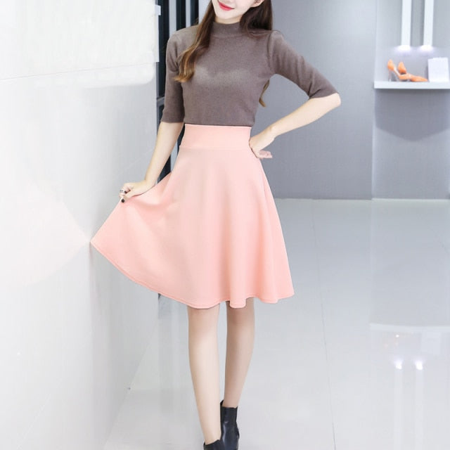 Plegie Skirts Womens High Waist Midi Skirt Spring Summer Streetwear Tutu Skirt Black Pink WineRed Faldas Mujer Moda 2019
