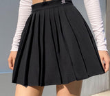 Elegant Pleated Mini Skirts Elastics High Waist Embroidery