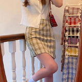 Retro Plaid High Waist Mini Skirt A-Line