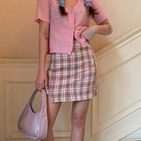 Retro Plaid High Waist Mini Skirt A-Line