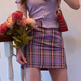 Retro Plaid High Waist Mini Skirt A-Line