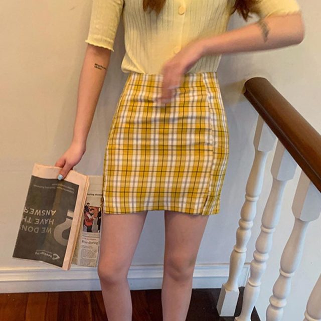 Retro Plaid High Waist Mini Skirt A-Line