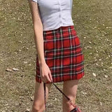 Retro Plaid High Waist Mini Skirt A-Line