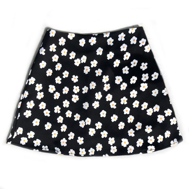 Elegant Floral Print Skirt Mini Dress High Waist