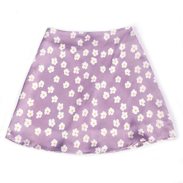 Elegant Floral Print Skirt Mini Dress High Waist