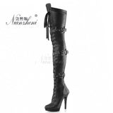 15CM High-Heeled Strap Tall Fetish Platform Lace Up Clubbing Exotic 6 Inch Sexy Womens Boots Gladiator Pole Dance Shoes Stripper