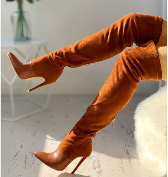 Thigh High Boots Fashion Thin High Heel Suede