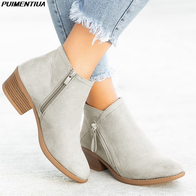 Boots Classic Zipper Ankle Boots Winter Suede