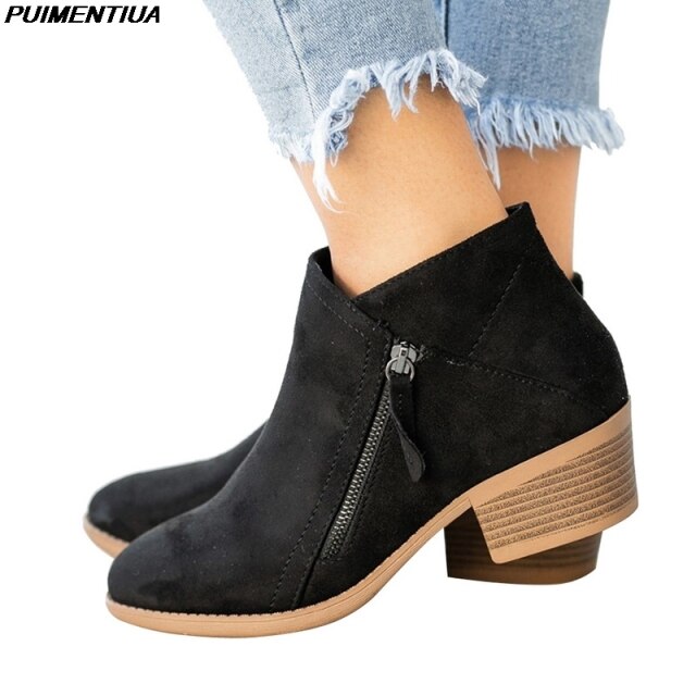 Boots Classic Zipper Ankle Boots Winter Suede