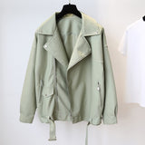 Fitaylor New Spring Women Loose Pu Faux Leather Jacket
