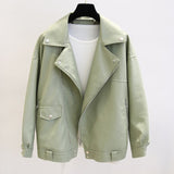 Fitaylor New Spring Women Loose Pu Faux Leather Jacket