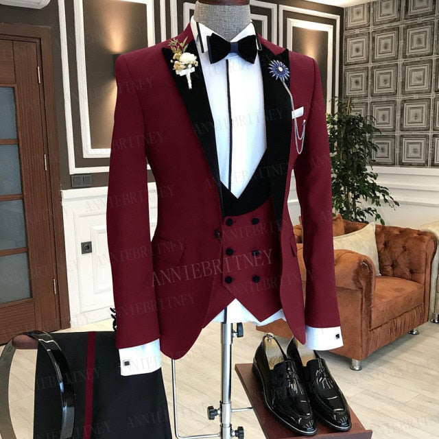 Business Men 3 Pieces Male Suit