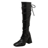 Ladies Black Super High Heels Knee High Boots Women Autumn Winter Modern Punk Long Boots Shoes botas De Invierno Para Mujer