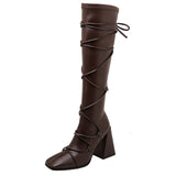 Ladies Black Super High Heels Knee High Boots Women Autumn Winter Modern Punk Long Boots Shoes botas De Invierno Para Mujer