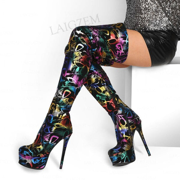 Thigh High Heels Boots Flexiable Platform Heels Boots