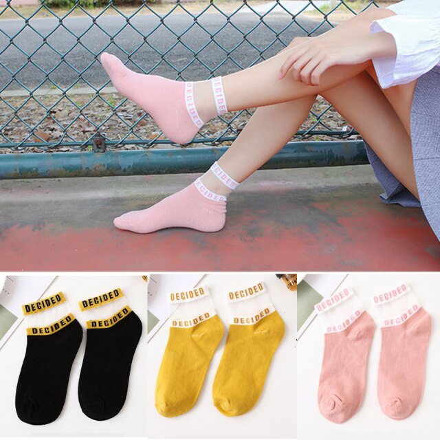 5/4/3/2pairs Cotton Socks Set for Women Girl Spring Summer Autumn Sexy Transparent Breathable Comfortable Fish Net Sox Sokken