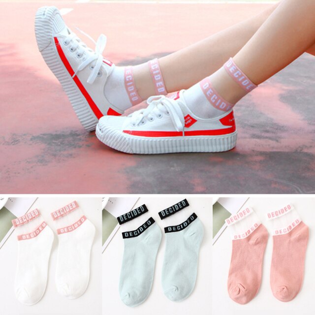 5/4/3/2pairs Cotton Socks Set for Women Girl Spring Summer Autumn Sexy Transparent Breathable Comfortable Fish Net Sox Sokken