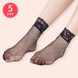 5/4/3/2pairs Cotton Socks Set for Women Girl Spring Summer Autumn Sexy Transparent Breathable Comfortable Fish Net Sox Sokken