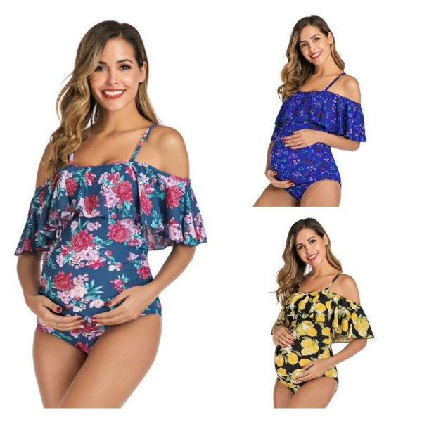 One Piece Bathing Suit Ruffles Lemon