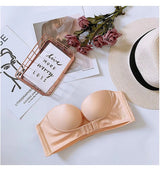 Invisible Front Closure Strapless Half Cup Bra