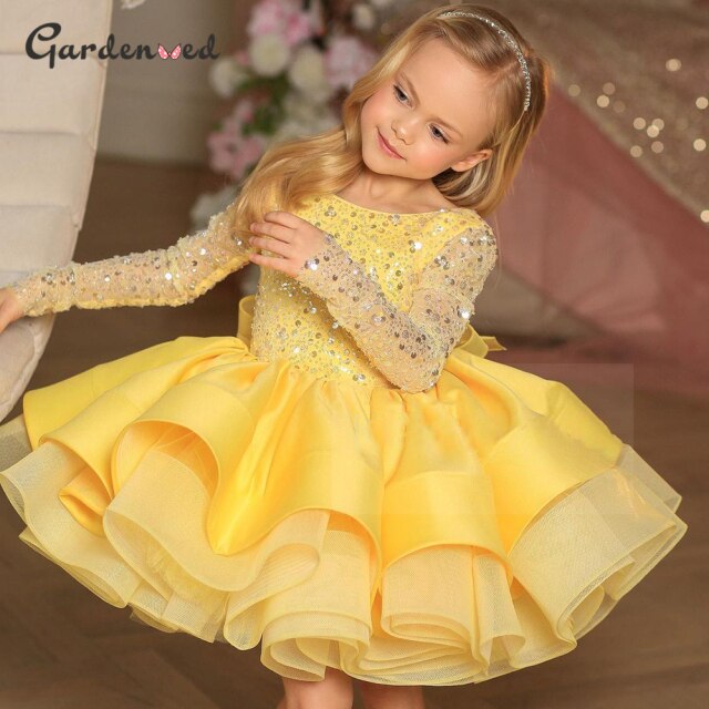 Glitter Blue Flower Girl Dresses Sequin