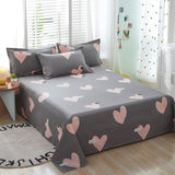 100% Cotton Bed Sheet Pink Flowers Printed Double Top King Sheets
