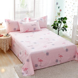 100% Cotton Bed Sheet Pink Flowers Printed Double Top King Sheets