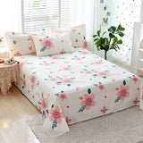 100% Cotton Bed Sheet Pink Flowers Printed Double Top King Sheets