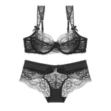 Ultra-Thin Embroidery Lace Lingerie Panty Bra Sets