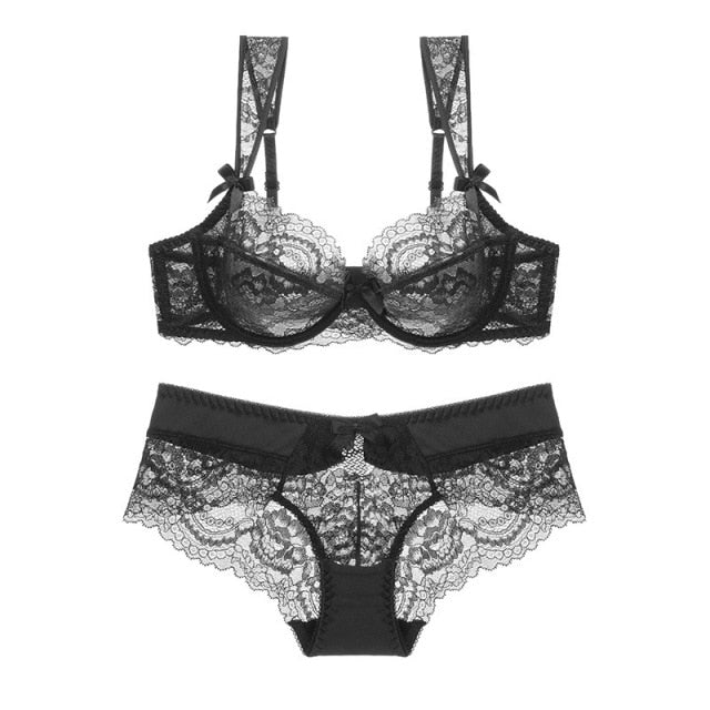 Hollow Brassiere Gather Sexy Embroidery Lace Push-up Bra